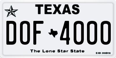 TX license plate DOF4000