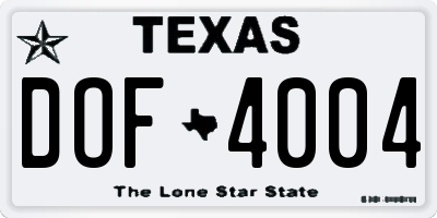 TX license plate DOF4004
