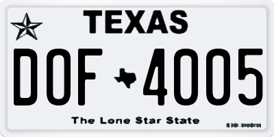 TX license plate DOF4005
