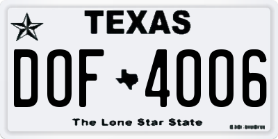 TX license plate DOF4006