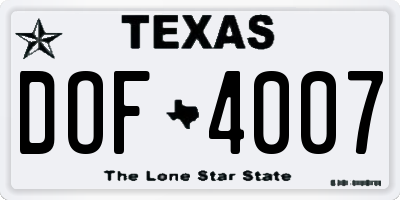 TX license plate DOF4007