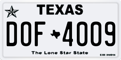 TX license plate DOF4009