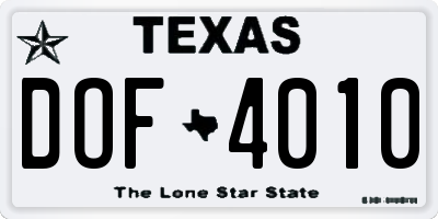 TX license plate DOF4010