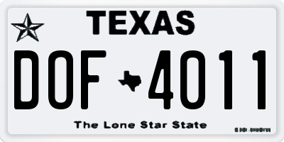 TX license plate DOF4011
