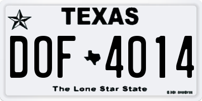 TX license plate DOF4014