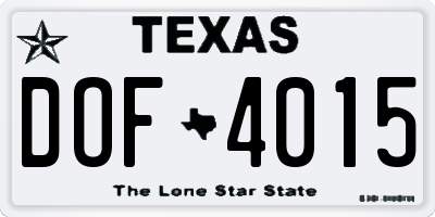 TX license plate DOF4015