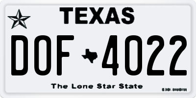 TX license plate DOF4022