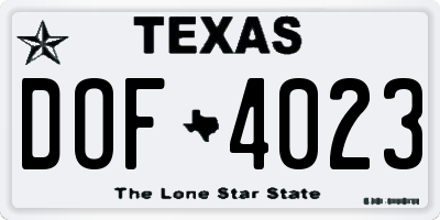 TX license plate DOF4023