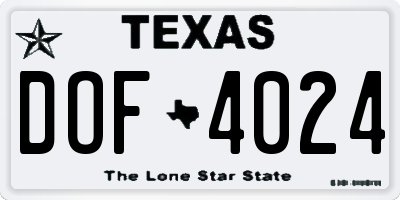 TX license plate DOF4024