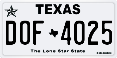 TX license plate DOF4025