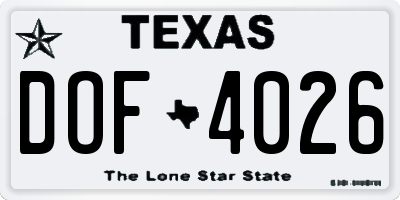 TX license plate DOF4026