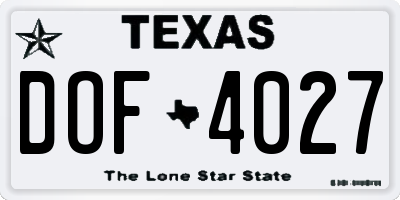 TX license plate DOF4027