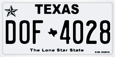 TX license plate DOF4028