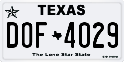 TX license plate DOF4029