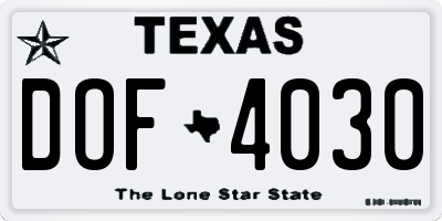 TX license plate DOF4030