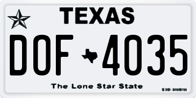 TX license plate DOF4035