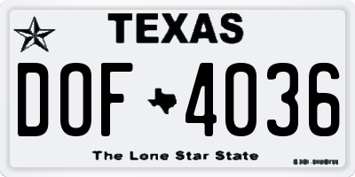 TX license plate DOF4036