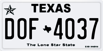 TX license plate DOF4037
