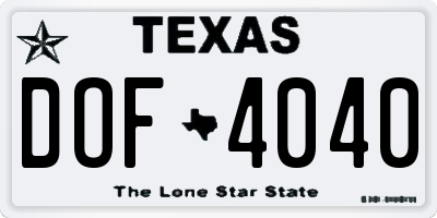 TX license plate DOF4040