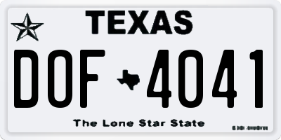 TX license plate DOF4041