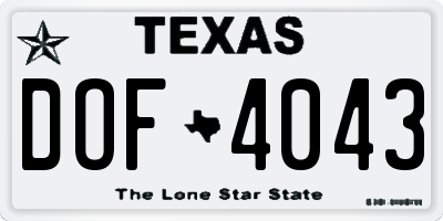 TX license plate DOF4043