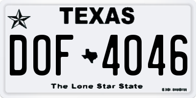 TX license plate DOF4046