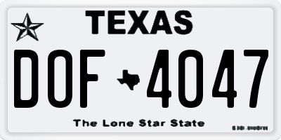 TX license plate DOF4047