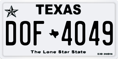 TX license plate DOF4049