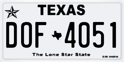 TX license plate DOF4051