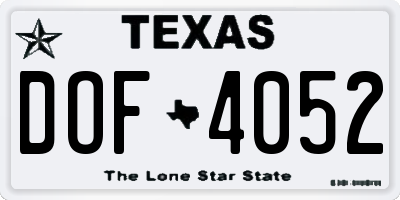 TX license plate DOF4052