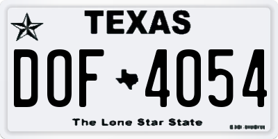 TX license plate DOF4054