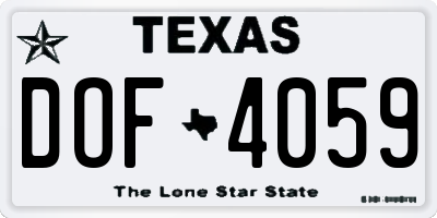 TX license plate DOF4059