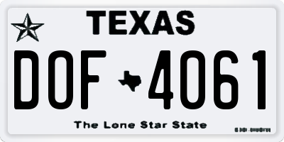 TX license plate DOF4061