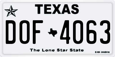 TX license plate DOF4063