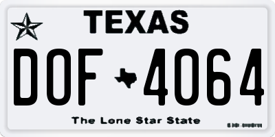 TX license plate DOF4064