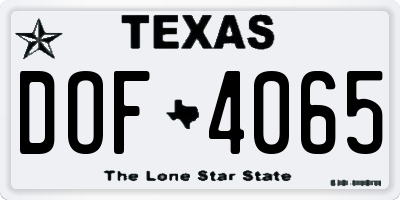 TX license plate DOF4065