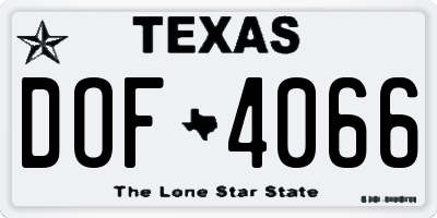 TX license plate DOF4066