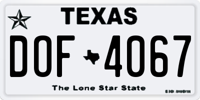 TX license plate DOF4067