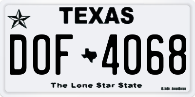 TX license plate DOF4068