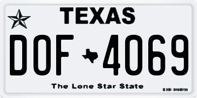 TX license plate DOF4069