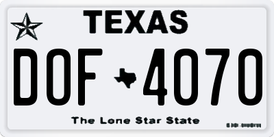 TX license plate DOF4070