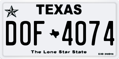 TX license plate DOF4074