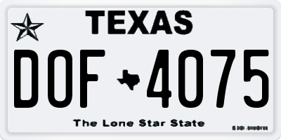 TX license plate DOF4075