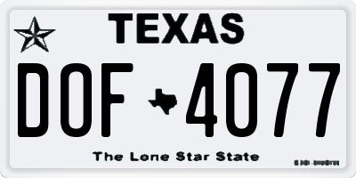 TX license plate DOF4077