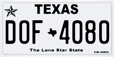 TX license plate DOF4080
