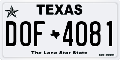 TX license plate DOF4081