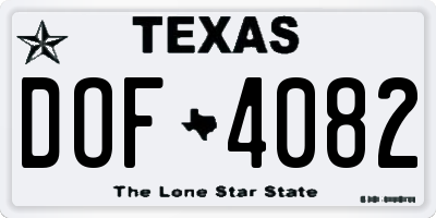 TX license plate DOF4082