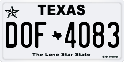 TX license plate DOF4083