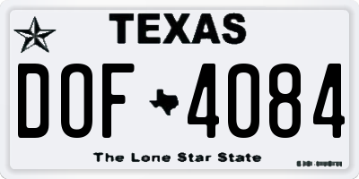 TX license plate DOF4084