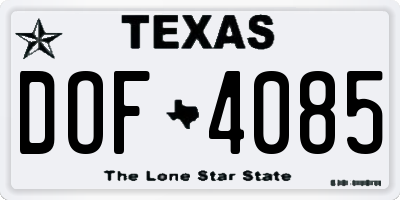 TX license plate DOF4085